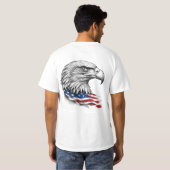 愛国的なインクの鷲 アメリカ国旗 - アート Tシャツ (裏面フル)