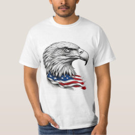 愛国的なインクの鷲 アメリカ国旗 - アート Tシャツ