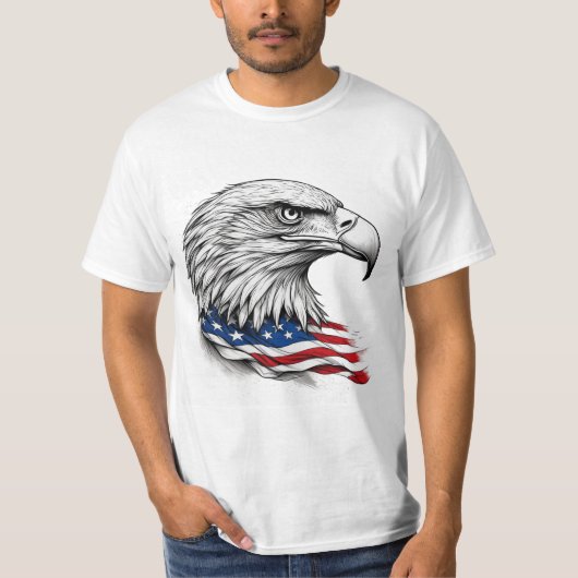 愛国的なインクの鷲 アメリカ国旗 - アート Tシャツ (正面)