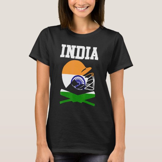 愛国的なインディアンクリケット選手クリケットのインドF Tシャツ (正面)