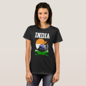 愛国的なインディアンクリケット選手クリケットのインドF Tシャツ (正面フル)
