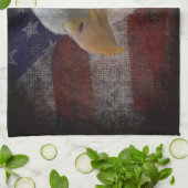 愛国的なイーグルと国旗 キッチンタオル (折り畳み)