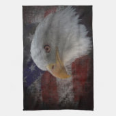 愛国的なイーグルと国旗 キッチンタオル (縦)
