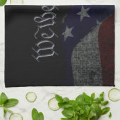 愛国的なイーグルと国旗 キッチンタオル (折り畳み)