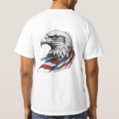 愛国的なイーグルプリント - USAフラグ愛国デザイン Tシャツ (裏面)