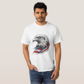 愛国的なイーグルプリント - USAフラグ愛国デザイン Tシャツ (正面フル)