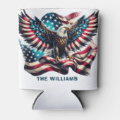 愛国的なイーグル米国の国旗7月4日 缶クーラー (正面)