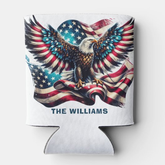 愛国的なイーグル米国の国旗7月4日 缶クーラー (裏面)