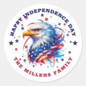 愛国的なイーグル花火 ラウンドシール (正面)