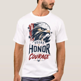 愛国的なイーグル・ホノア・コーリエ・グラフィック Tシャツ