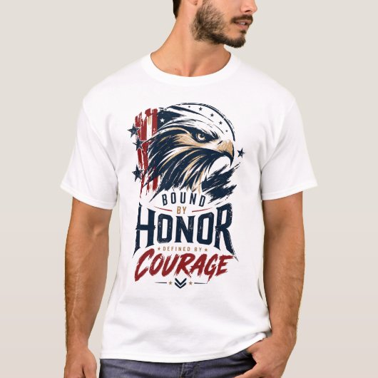 愛国的なイーグル・ホノア・コーリエ・グラフィック Tシャツ (正面)