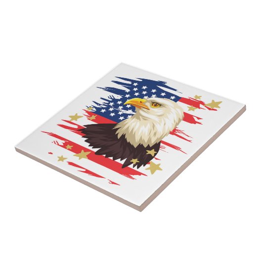 愛国的なイーグルUSA国旗がセラミックアートタイルを星 タイル (側面)