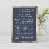 愛国的なウェディングスターとストライプの偽ゴールドフォイル 案内状 (スタンド正面)