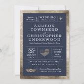 愛国的なウェディングスターとストライプの偽ゴールド箔 案内状 (正面)