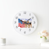 愛国的なエアデールテリア ラージ壁時計 (ホーム)
