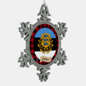 愛国的なエストニア、バッファロー・プレイド、エストニア国旗 スノーフレークピューターオーナメント (左)