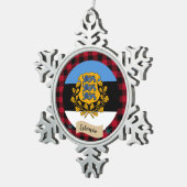 愛国的なエストニア、バッファロー・プレイド、エストニア国旗 スノーフレークピューターオーナメント (右)