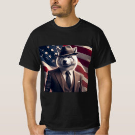 愛国的なオオカミ Tシャツ