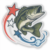 愛国的なオオクチバスの釣り用品    シール (正面)