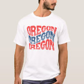 愛国的なオレゴン赤と青ボホTシャツ Tシャツ (正面)