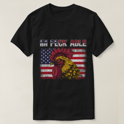 愛国的なオンドリImペック可能なアメリカ国旗4日 Tシャツ (デザイン正面)