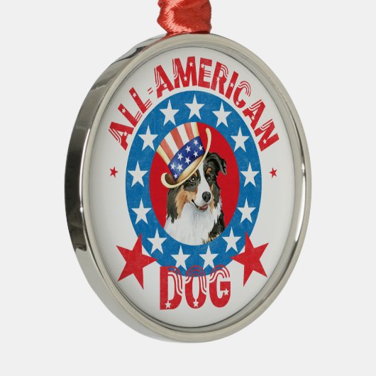 愛国的なオーストラリアの羊飼い メタルオーナメント (右)