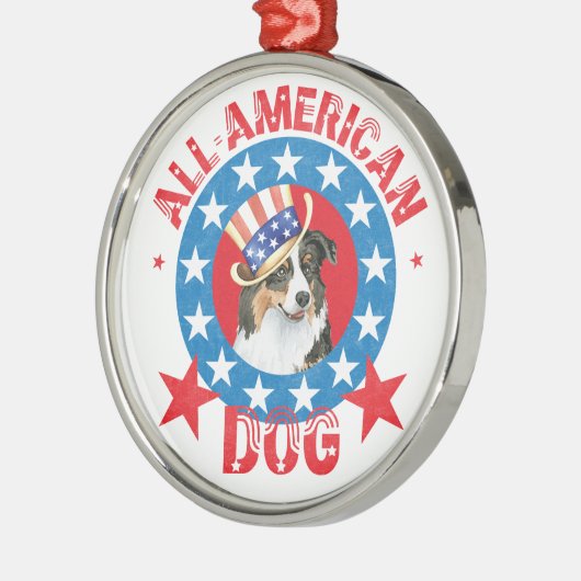 愛国的なオーストラリアの羊飼い メタルオーナメント (左)