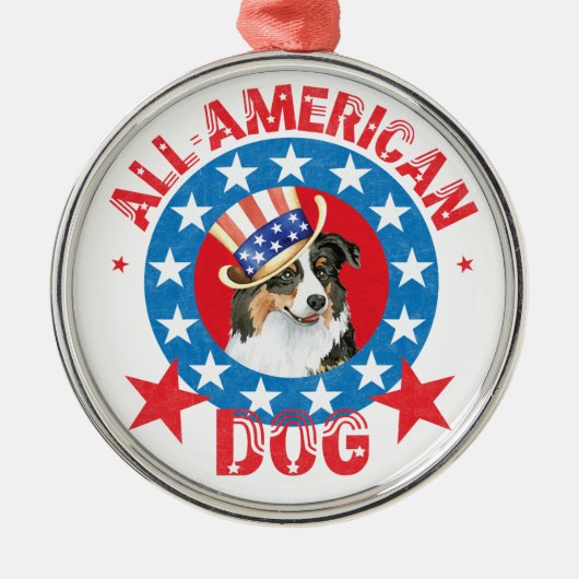 愛国的なオーストラリアの羊飼い メタルオーナメント (正面)