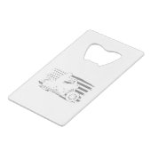 愛国的なオートバイヴィンテージアメリカンフラグバイクもしくは自転車に乗る人 クレジットカード栓抜き (裏面アングル)