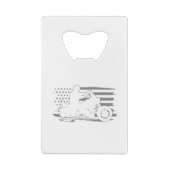 愛国的なオートバイヴィンテージアメリカンフラグバイクもしくは自転車に乗る人 クレジットカード栓抜き (裏面)