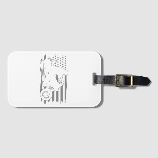 愛国的なオートバイヴィンテージアメリカンフラグバイクもしくは自転車に乗る人 ラゲッジタグ (正面横)