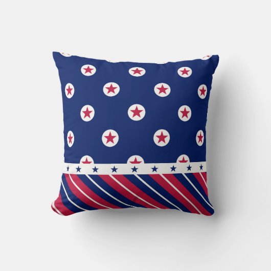 愛国的なオールスターストライプズ赤白青USA クッション (正面)
