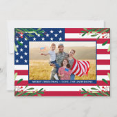 愛国的なカスタムクリスマス写真アメリカ国旗 シーズンカード (正面)