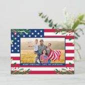 愛国的なカスタムクリスマス写真アメリカ国旗 シーズンカード (スタンド正面)