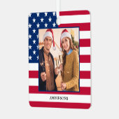 愛国的なカスタムクリスマス写真アメリカ国旗 メタルオーナメント (正面左)