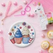 愛国的なカップケーキ ペーパープレート (パーティー)