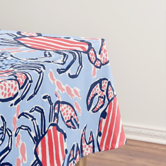愛国的なカニのスターズブルーレッド テーブルクロス (インサイチュ)