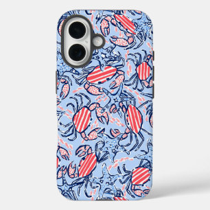 愛国的なカニのスターズブルーレッド iPhone 16ケース
