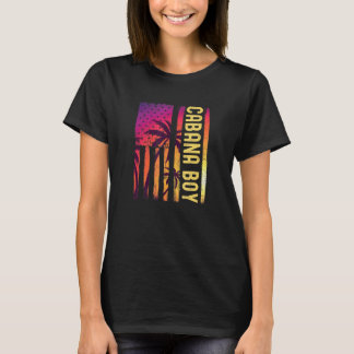 愛国的なカバナボーイヴィンテージアメリカ国旗のヤシ Tシャツ