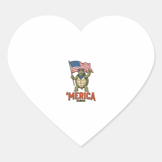 愛国的なカメ アメリカン ヴィンテージ ベクター ハートシール (正面)
