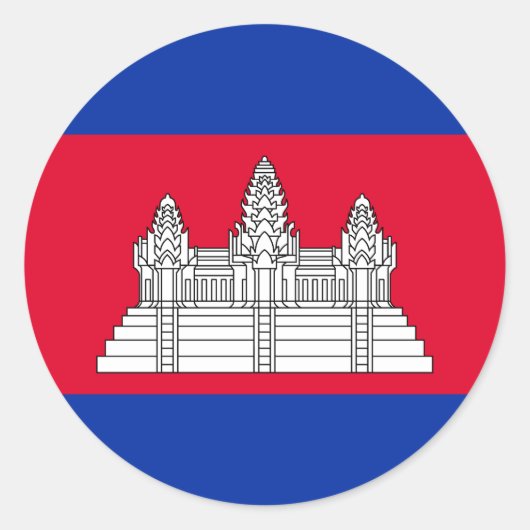 愛国的なカンボジアの国旗 ラウンドシール (正面)