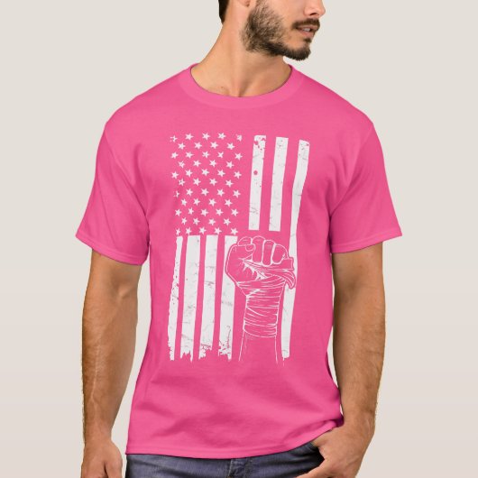 愛国的なキックボクシングトレーナーのための米国国旗 Tシャツ (正面)