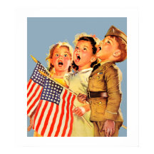 愛国的なキッズ1940sヴィンテージ雑誌イラストレーション