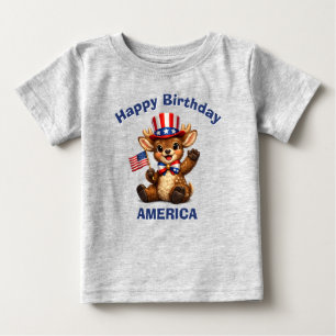 愛国的なキッズTシャツ(鹿のデザイン) 5才用 ベビーTシャツ