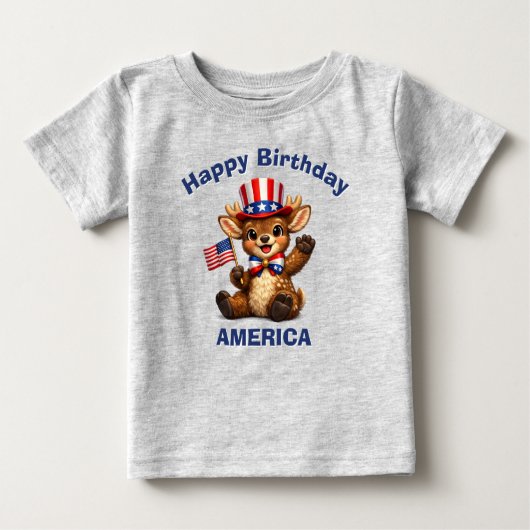 愛国的なキッズTシャツ（鹿のデザイン） 5才用 ベビーTシャツ (正面)