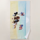 愛国的なキャリバリーキングチャールズスパニエル犬 ビーチタオル (正面)