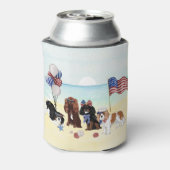 愛国的なキャリバリーキングチャールズスパニエル犬 缶クーラー (缶裏面)