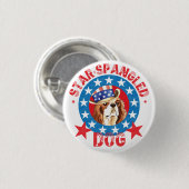 愛国的なキャリバリーキングチャールズスパニエル犬 缶バッジ (正面&裏面)