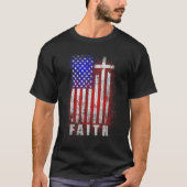 愛国的なキリスト教信仰の愛イエス・アメリカ国旗 Tシャツ (正面)