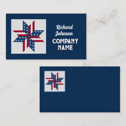愛国的なキルトブロックパターン星とストライプ 名刺 (正面/裏面)
